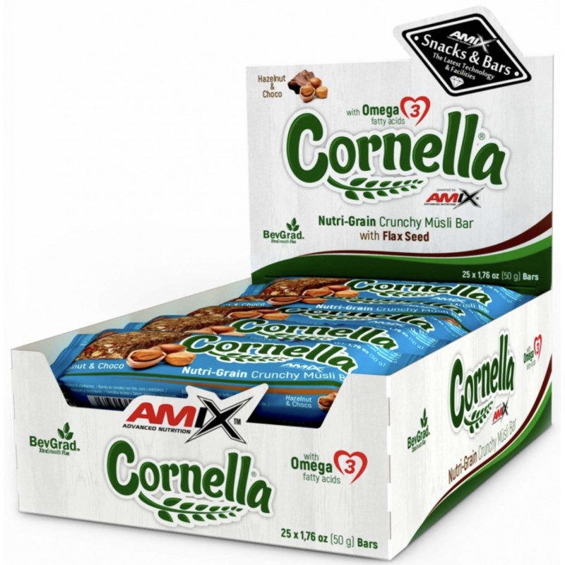 Amix Nutrition Cornella® krõmpsuv müslibatoon 50 g - šokolaadi ja metsapähkli X 25 foto